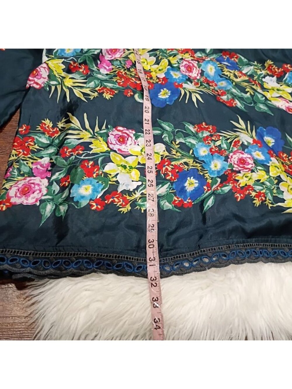 Johnny Was Women Blue Tunic Silk Floral Top Sz 2X - Picture 9 of 16